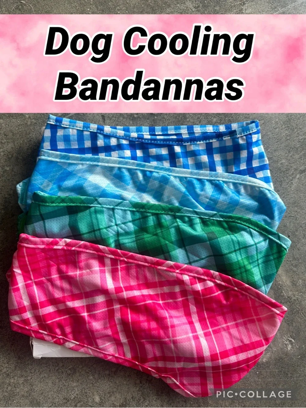 Dog Cooling Bandannas, 4 pk. - Pink, Green, Blue